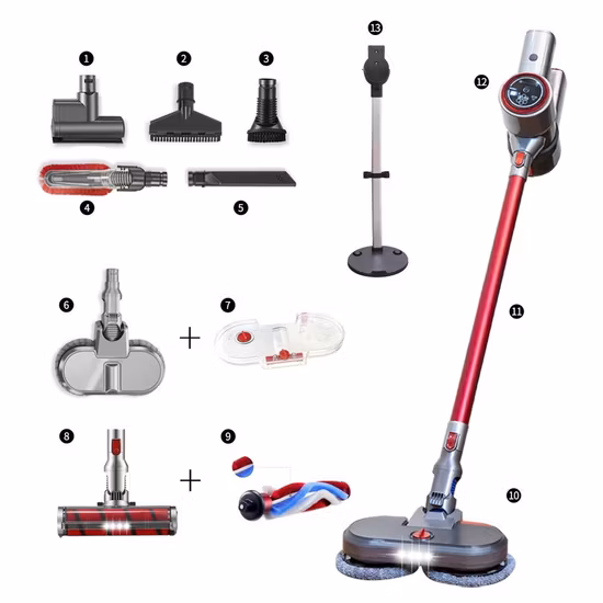 20.7kpa sucção a vácuo certificado ce tapete chão mop doméstico portátil vertical sem fio seco aspirador de pó